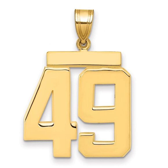 14k Yellow Gold Athletic Collection Large Polished Number 49 Pendant